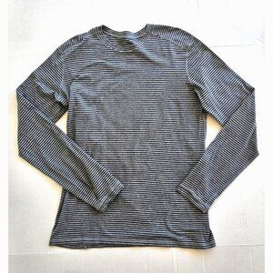 Lululemon Womens Training Long Sleeve Performance Tee | Black + Gray Stripe Sz 8